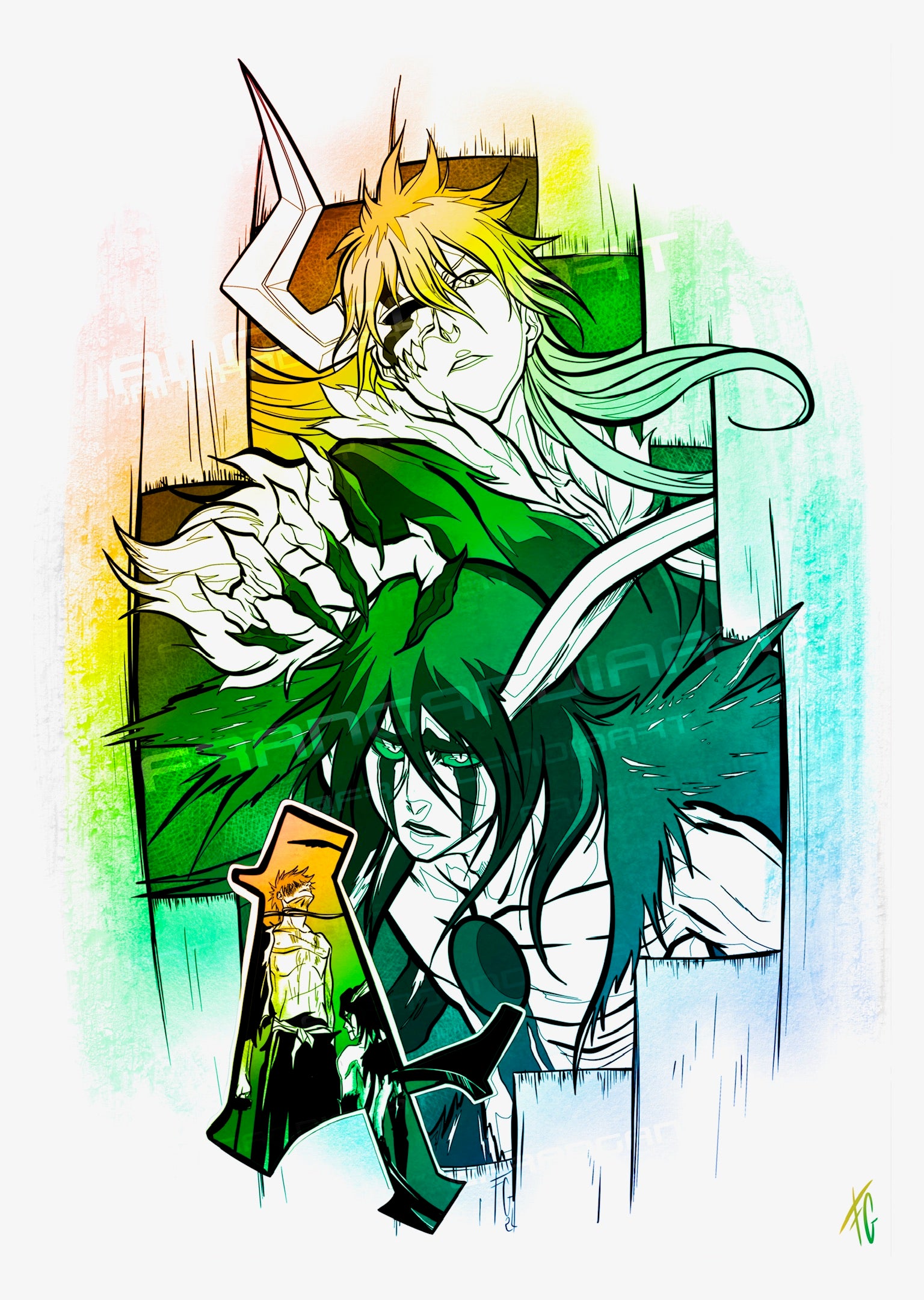 Ichigo Ulquiorra | Lámina de ilustración digital | Fran Gandia Art