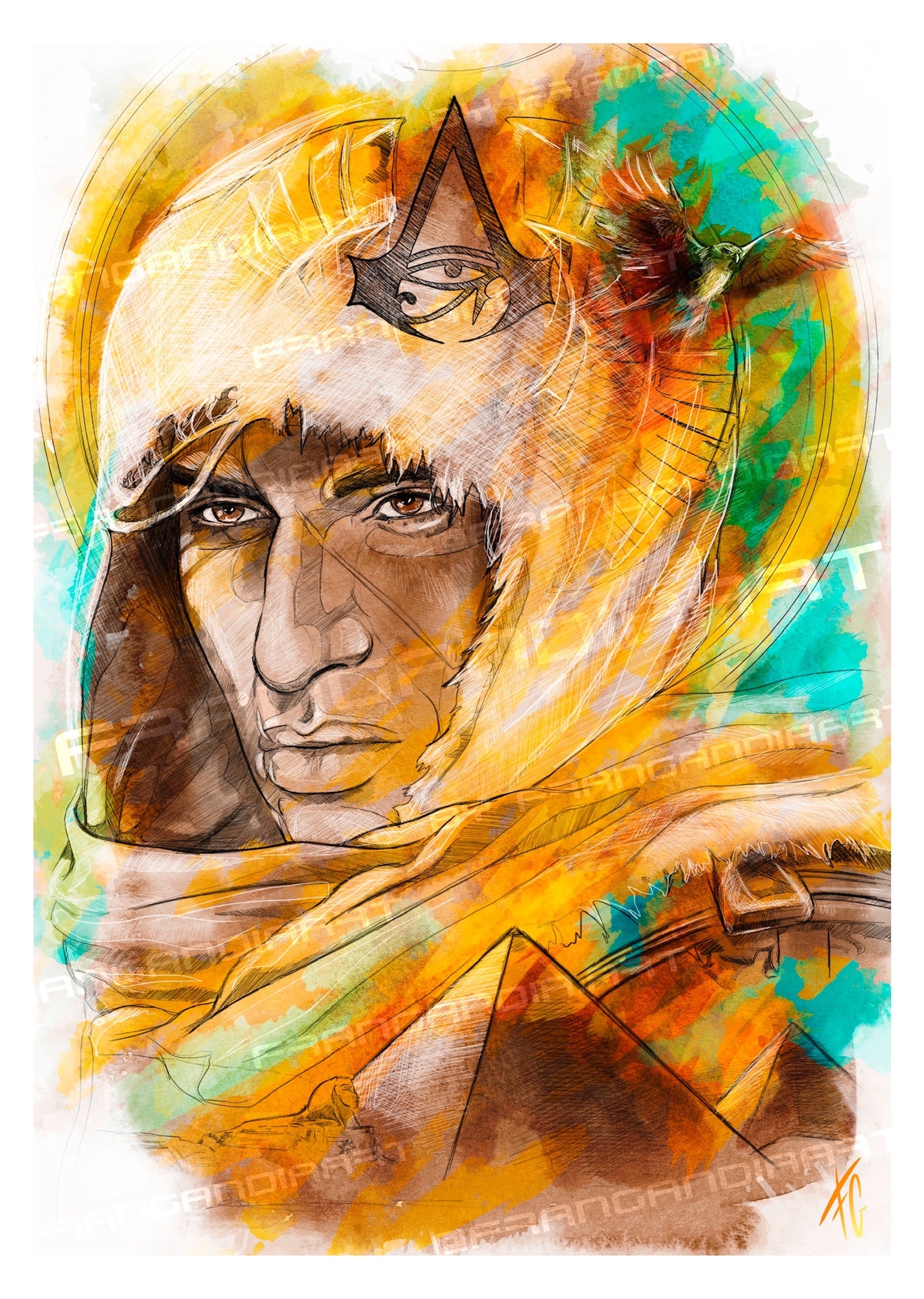 Assassin's Creed Bayek | Lámina de ilustración digital | Fran Gandia Art