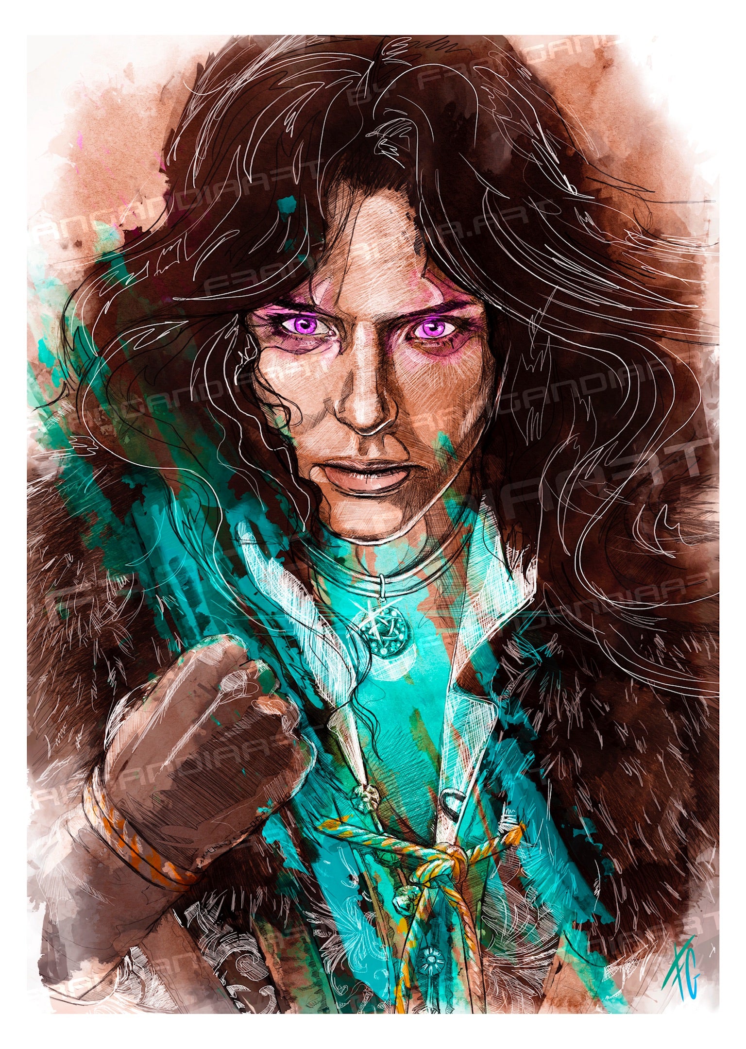 The Witcher 3 Yennefer  | Lámina de ilustración digital | Fran Gandia Art