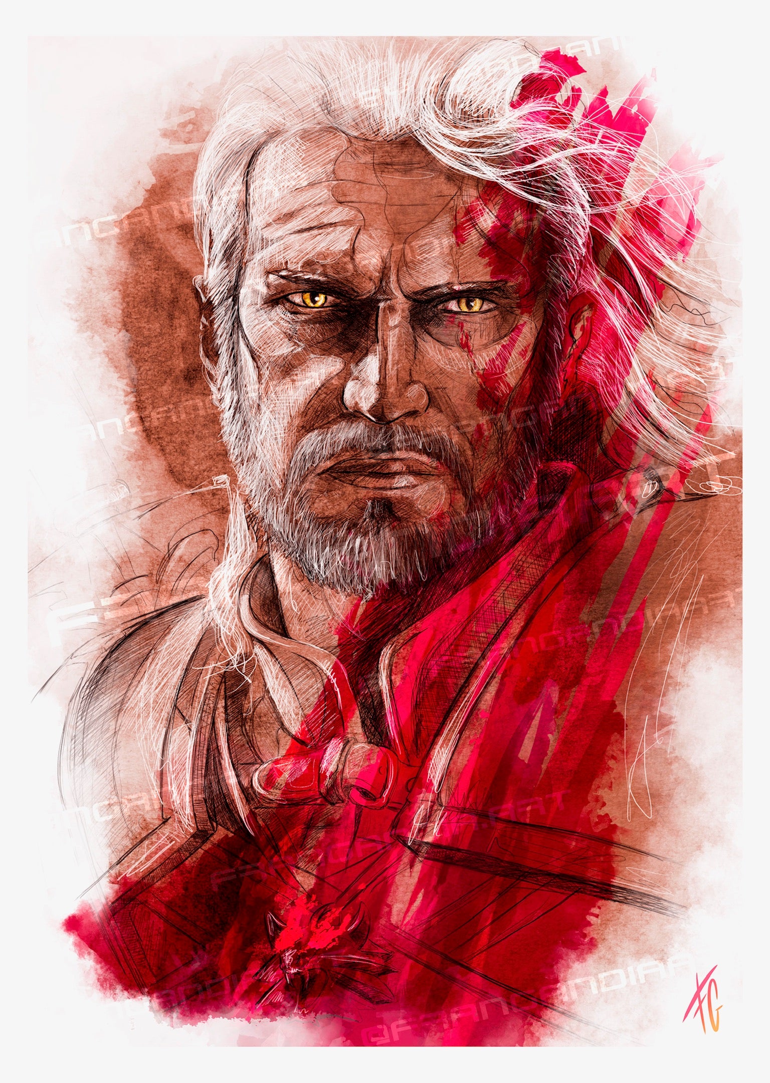 The Witcher 3 Gerald de Rivia  | Lámina de ilustración digital | Fran Gandia Art